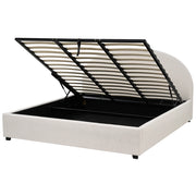 Letto matrimoniale contenitore minimalista beige chiaro 180 x 200 cm stile retrò minimalista