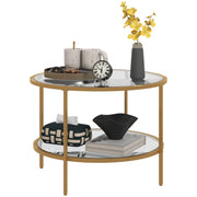 Tavolino da caff¨¨ rotondo 2 livelli ¨C Xylo ¨C ?60x43 cm dorato