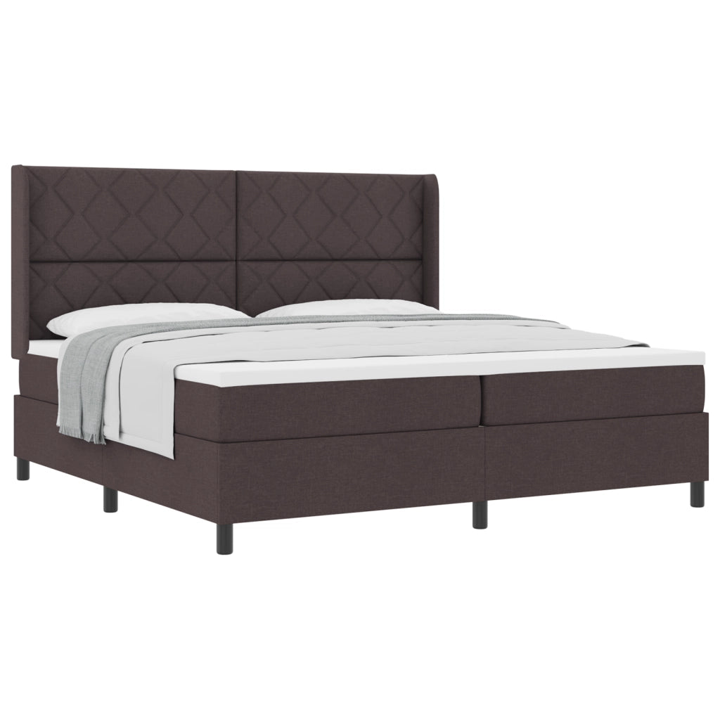 Letto a Box con Materasso Marrone Scuro 200x200 cm Tessuto
