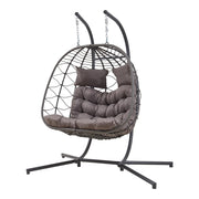 Poltrona sospesa a 2 posti con supporto 198 x 156 x 98 cm grigio 03_0009474