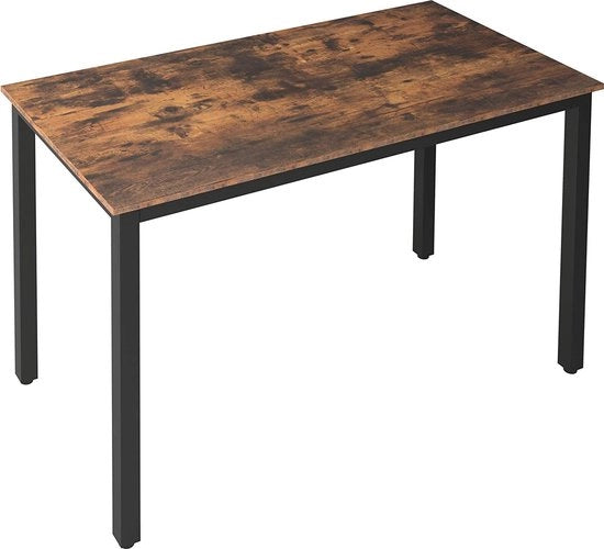 Tavolo da pranzo – Tavolo industriale per 4 persone – 120x60x77 cm – Tavolo rettangolare con struttura metallica solida – Finestra in legno scuro – Per soggiorno, cucina o sala da pranzo