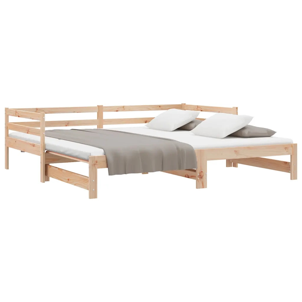 Divano Letto Estraibile in Legno Massello di Pino 2x(90x200) cm 806950