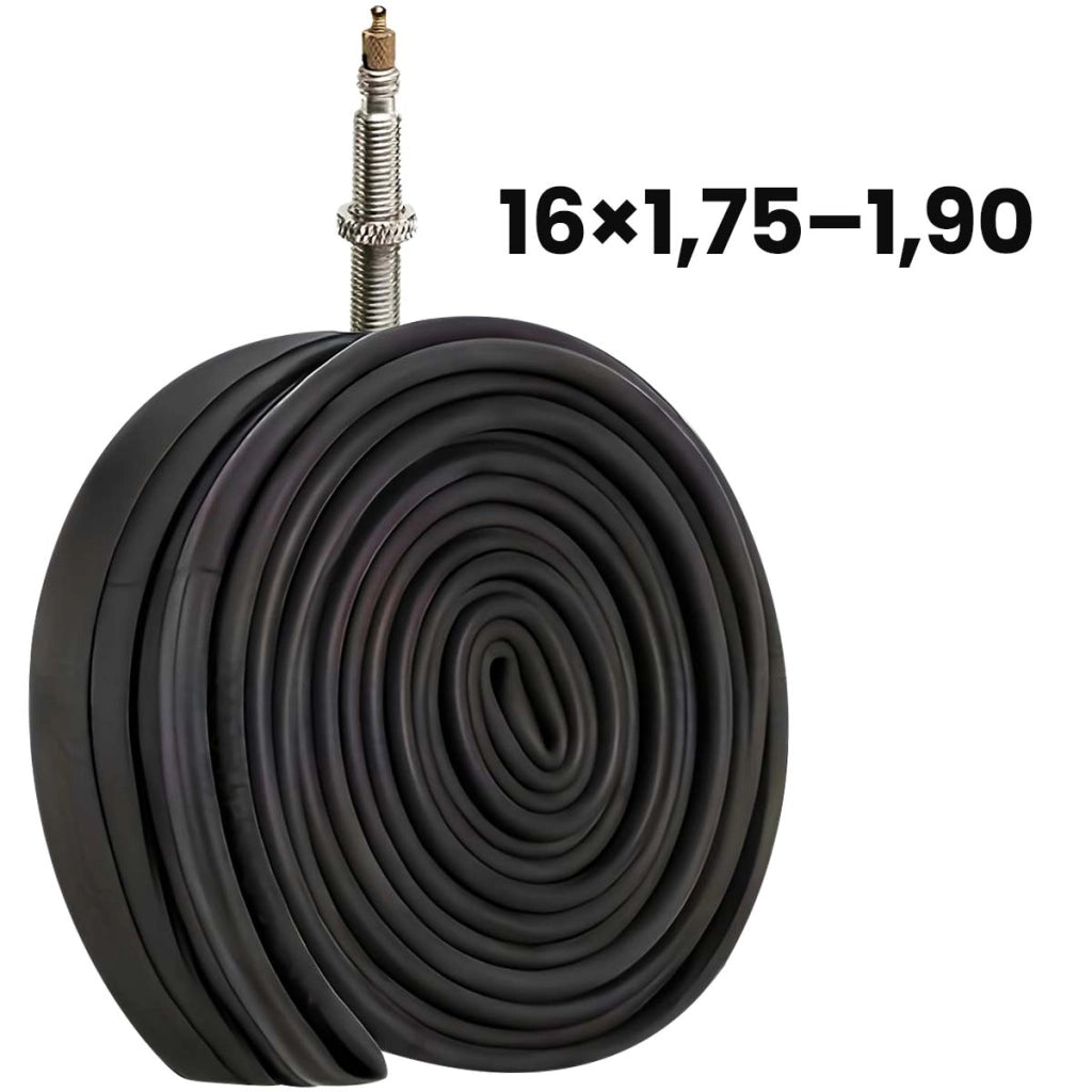 Camera d'aria 16x1.75 a 1.90 per bicicletta in gomma con valvola da 44 mm Nero Avizar
