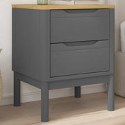 Comodino FLORO Grigio 45x39x57 cm in Legno Massello di Pino 374004