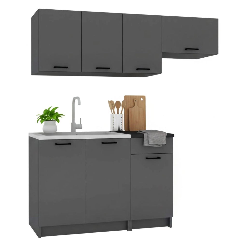 Cucinino Elettrodomestici non inclusi, Cormone, Cucina un Ripiano, Nero Antracite