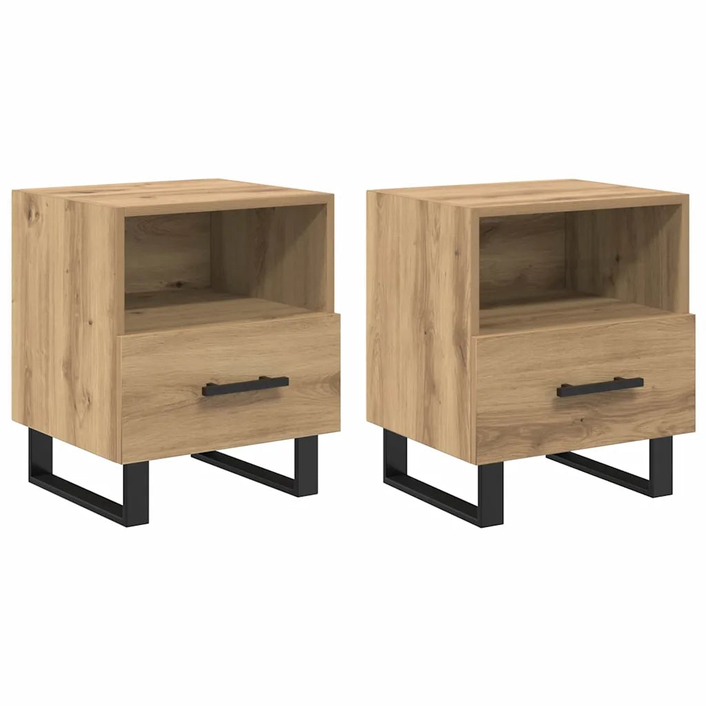 Armadio da Notte 2 pcs Rovere artigianale 40 x 35 x 47,5 cm
