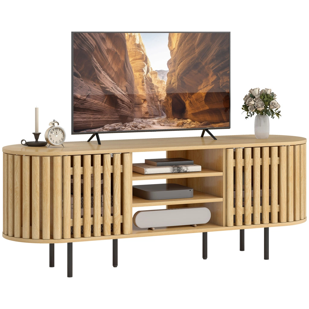 Mobile TV per televisore 60 pollici ¨C Zephmum ¨C Legno naturale 140x40x52 cm