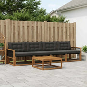 Set di divani da esterno con cuscino 5 pcs Naturale e Nero