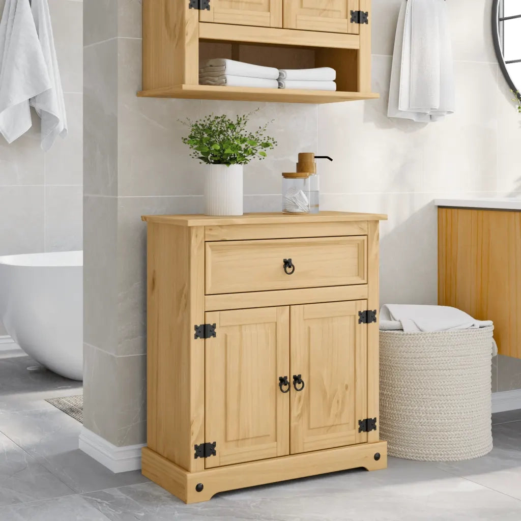 vidaXL Mobile da Bagno Corona 70x33x80 cm in Legno Massello di Pino
