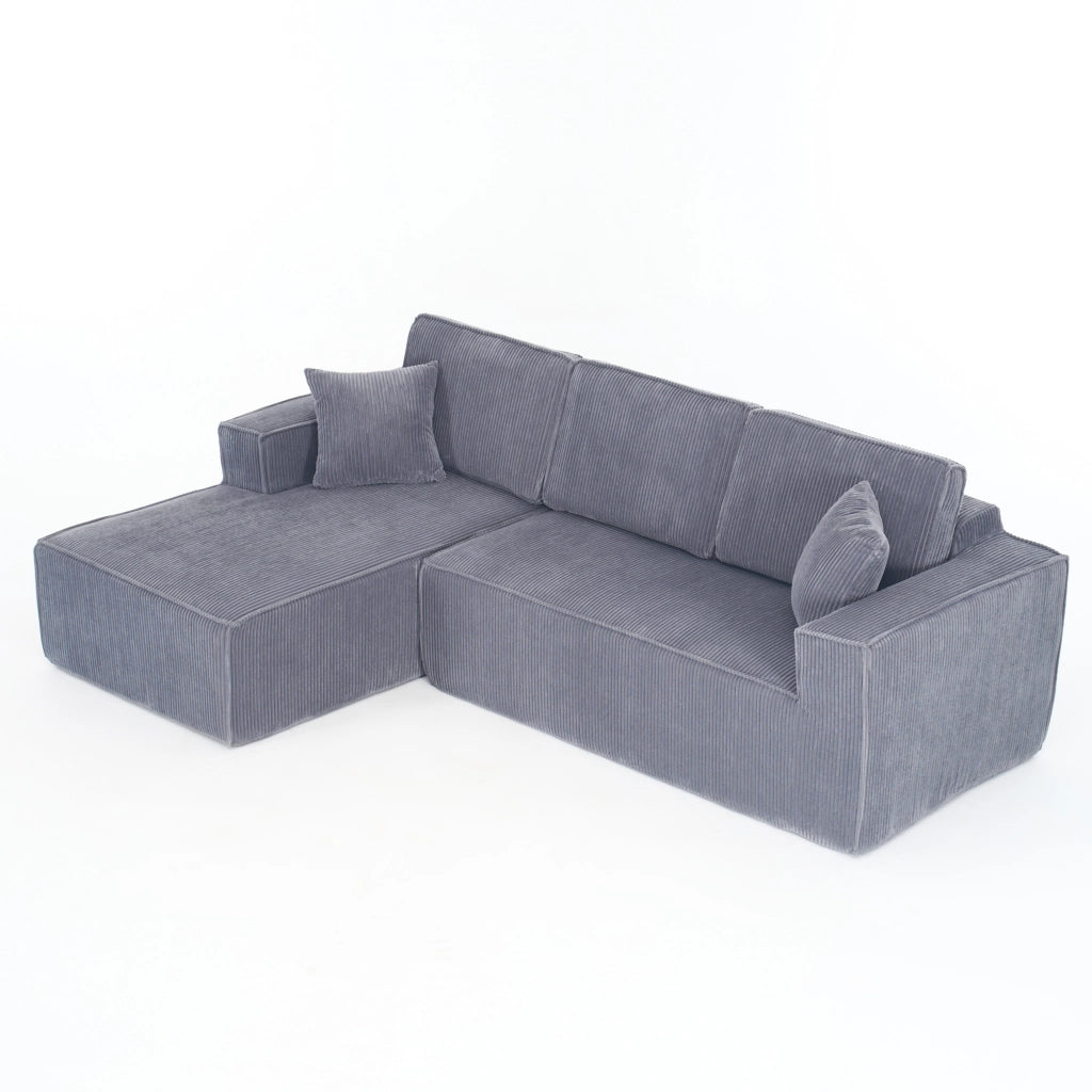 Divano modulare a L - Zephmum - 2 posti + chaise longue - Schiuma ad alta densit¨¤ - Grigio