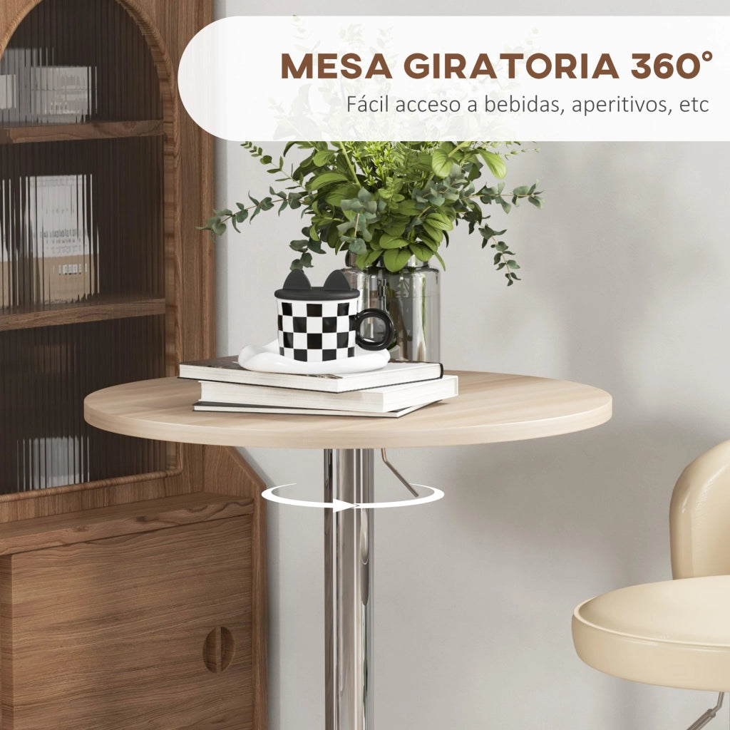 Tavolino da caff¨¨ rotondo con piano girevole 360¡ã ¨C Minimal ¨C 60x60x91 cm legno rovere chiaro