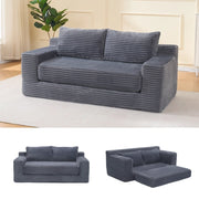 Divano 2 Posti in Tessuto a Coste ¨C MINIMAL ¨C Compatto, Memory Foam, Montaggio non Necessario