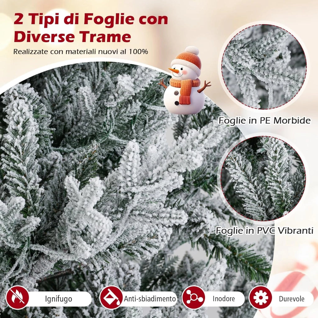 Albero Artificiale Preilluminato 210 cm, Albero di Natale Innevato con 450 Luci LED, 13 Modalità, Timer, Luminosità Regolabile e 1074 Rami, Decorazioni per Casa e Ufficio (210 cm)