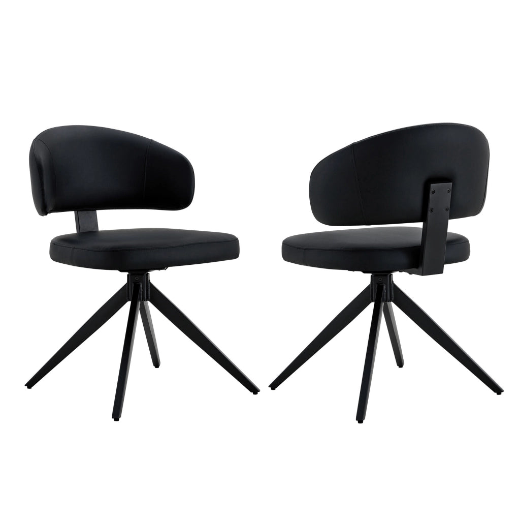 Set di 2 sedie da pranzo girevoli 360° in PU nero