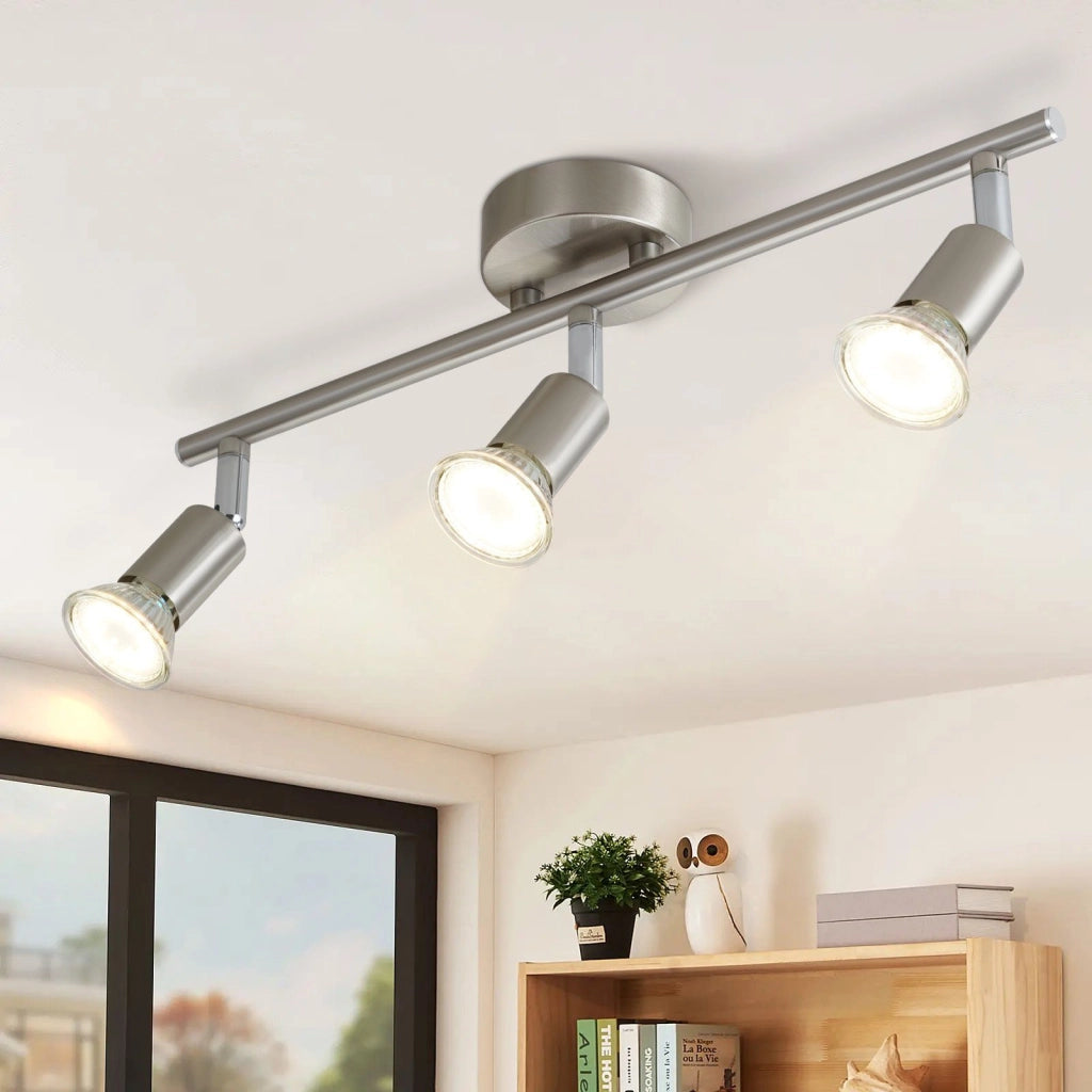 ZMH Faretto da soffitto acciaio inox 3 luci GU10 rotativi 330° moderni per corridoi salotto camera senza lampadina