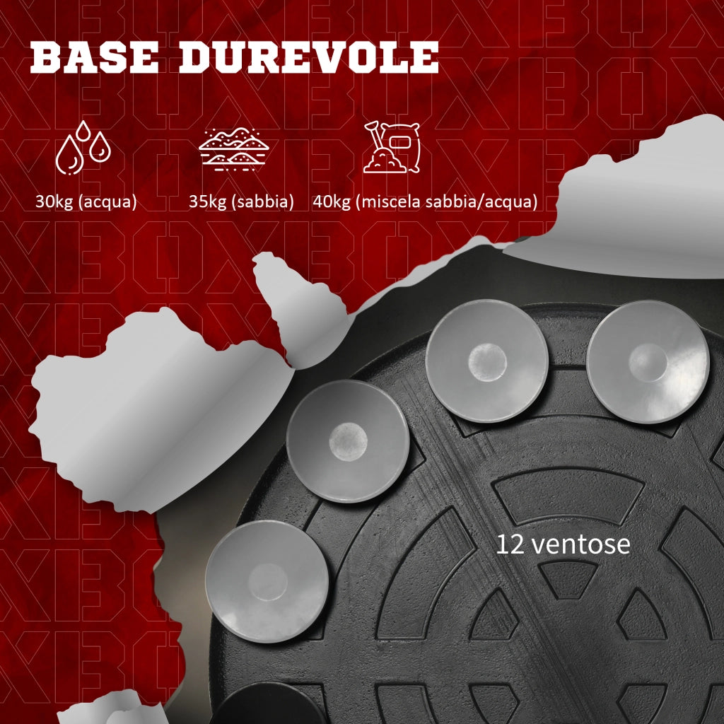 Sacco Boxe da Terra con Barra Girevole. Speedball e Colpitore. in Acciaio. HDPE e PU. 80.5x48x163-205 cm