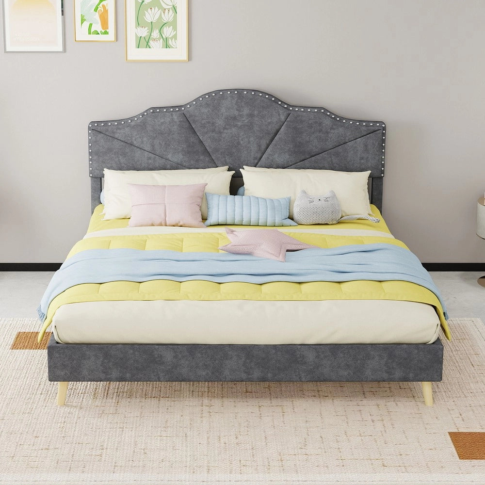 Letto Contenitore Imbottito ¨C MINIMAL ¨C Grigio 160x200 con Materasso