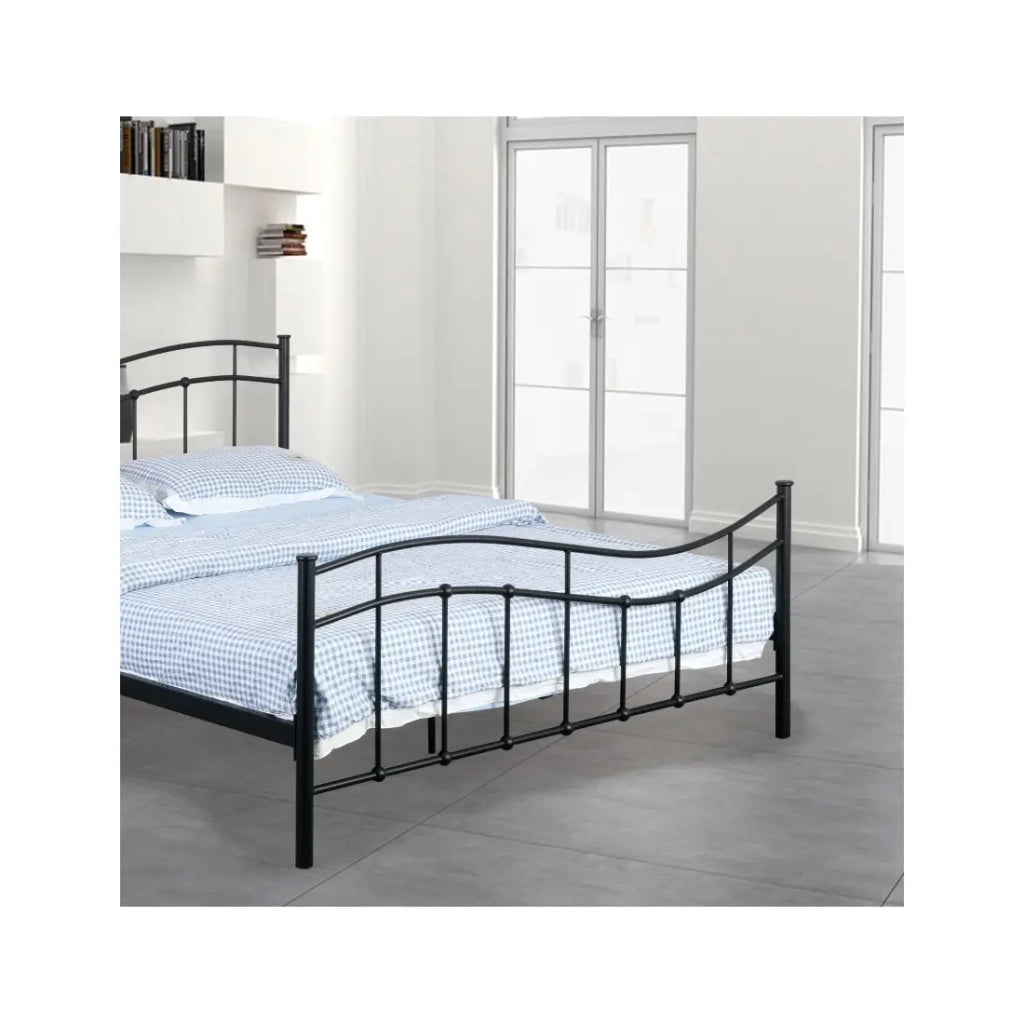 Letto ODETTE 140x200 cm – Metallo nero – Rete inclusa – Eleganza e robustezza
