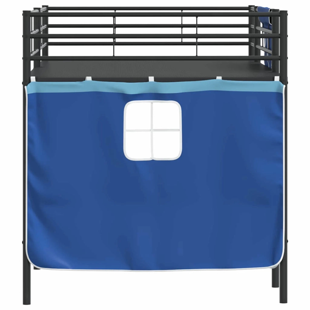 Struttura del Letto Loft per Bambini con Tendine-Giroletto per bambini Nero e Blu 779412