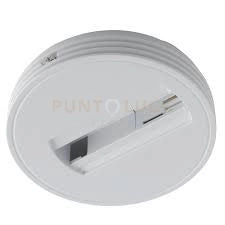 LED-TRACK-BASE BASE TONDA TRIFASE BIANCA PER FARO BINARIO EXPRESS ROCKET, SQUIB, OBOE 12X2,5CM