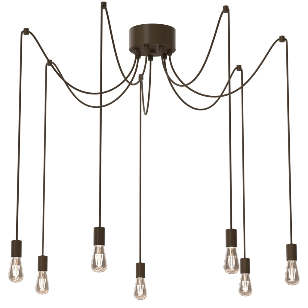 Lampada sospensione Spindel 7xE27 bronzo acciaio Luminex