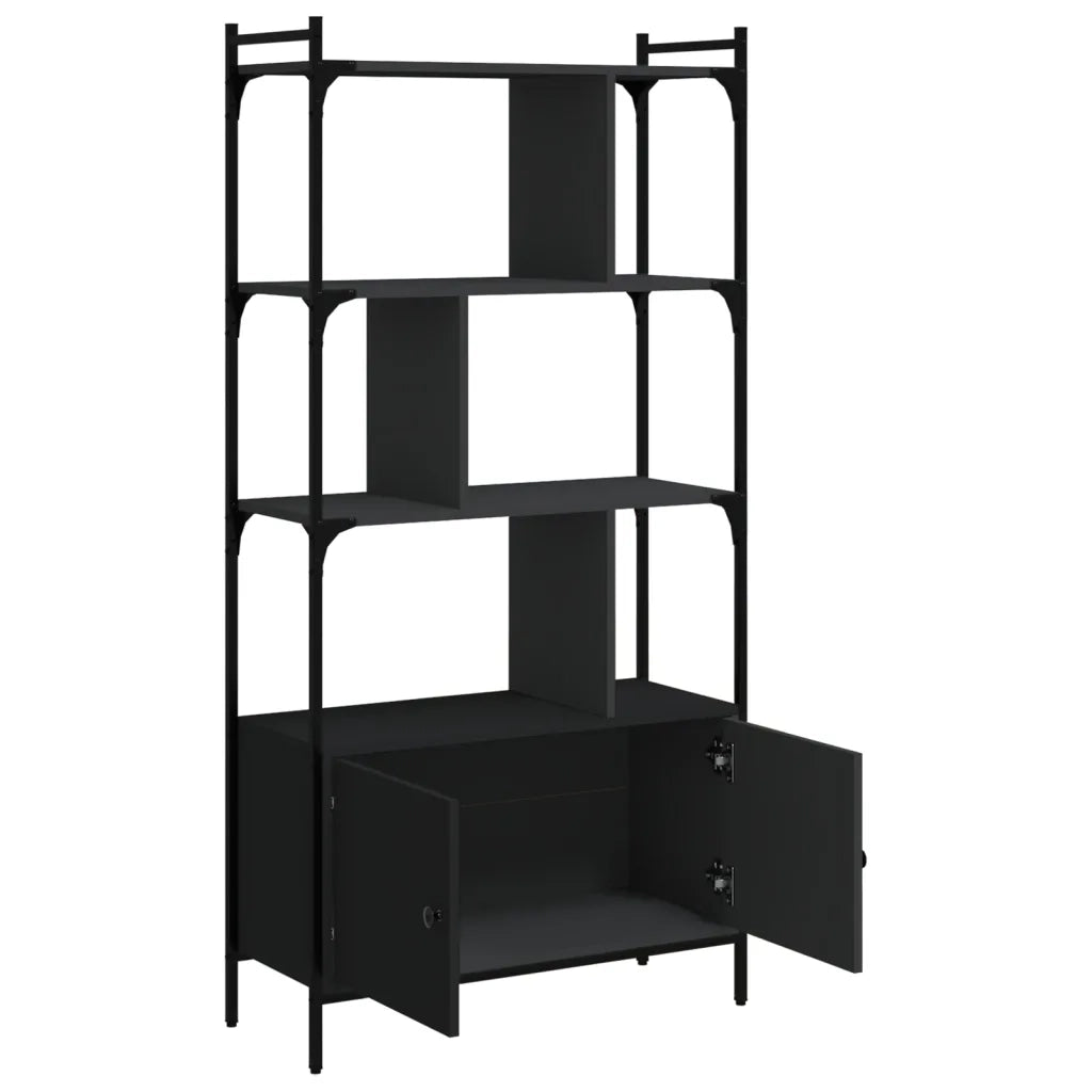 Libreria con Ante Nera 76,5x30x154,5 cm Legno Multistrato 833348