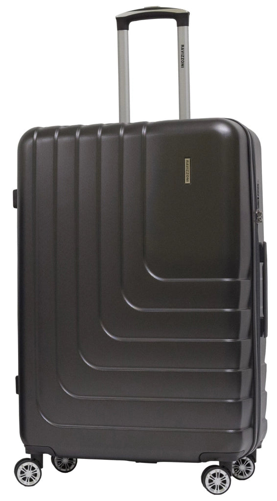 Set 3 Valigie Trolley Rigide in ABS 4 Ruote TSA Ravizzoni Titanio Grigie