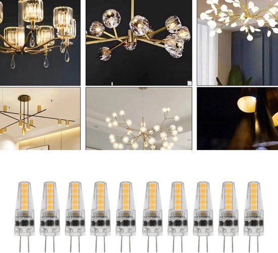 Lampade LED a doppio pin senza filo 12-24V 2W - 10 pezzi per lampadari, ventilatori e armadi