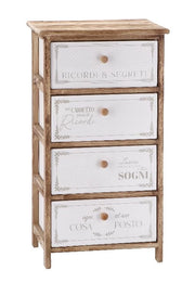 Mobile Cassettiera in Legno con 4 Cassetti 29 x 40 x 73 cm
