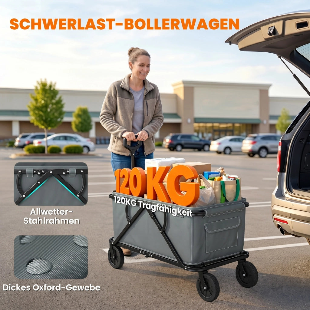 Carrello da Giardino Pieghevole con Telone ¨C Zephmum ¨C 120 kg 160 L Grigio Scuro