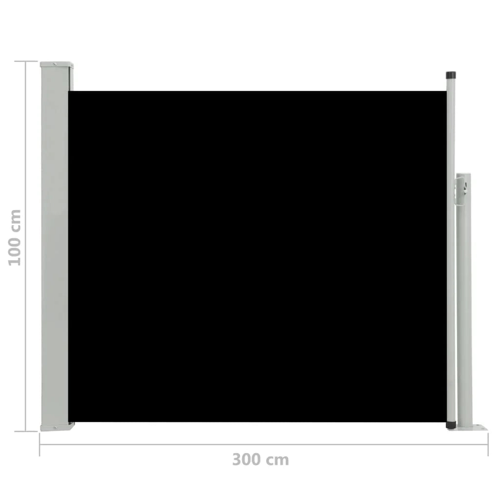 Tenda da sole laterale retrattile/schermo privacy per patio giardino terrazza balcone 100 x 300 cm nero 02_0007186