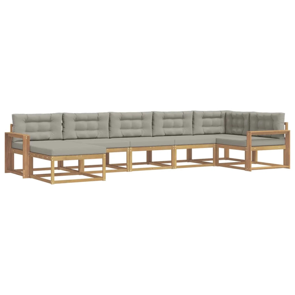 Set di divani da esterno 7 pz Bianco e Grigio Chiaro 3386765