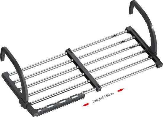 Assestimento per abbigliamento in acciaio inossidabile pieghevole e ripiegabile - 95 cm di lunghezza - per uso interno e impermeabile