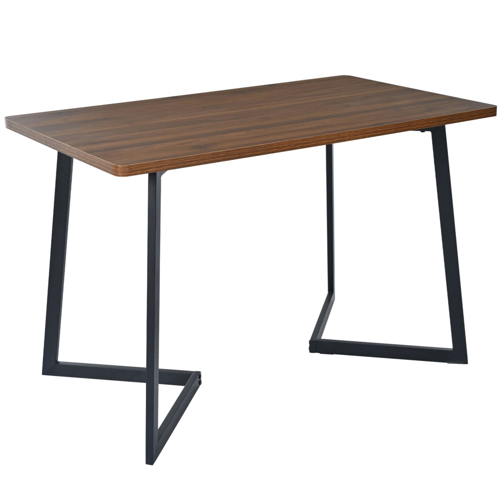 Tavolo da pranzo in MDF con struttura in metallo, effetto legno, per cucina e soggiorno, nero noce, 117 × 68 × 75 cm