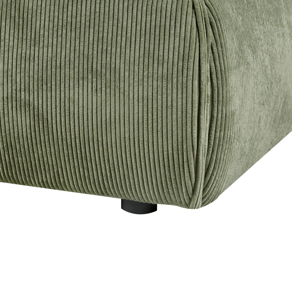 Letto matrimoniale imbottito in velluto a coste verde 180 x 200 cm con rete a doghe e spessa testata imbottita