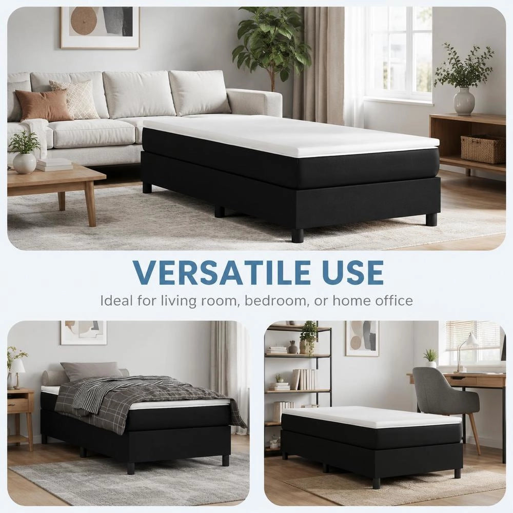 Box Spring Bed Frame Black 90x200 Cm Faux Leather