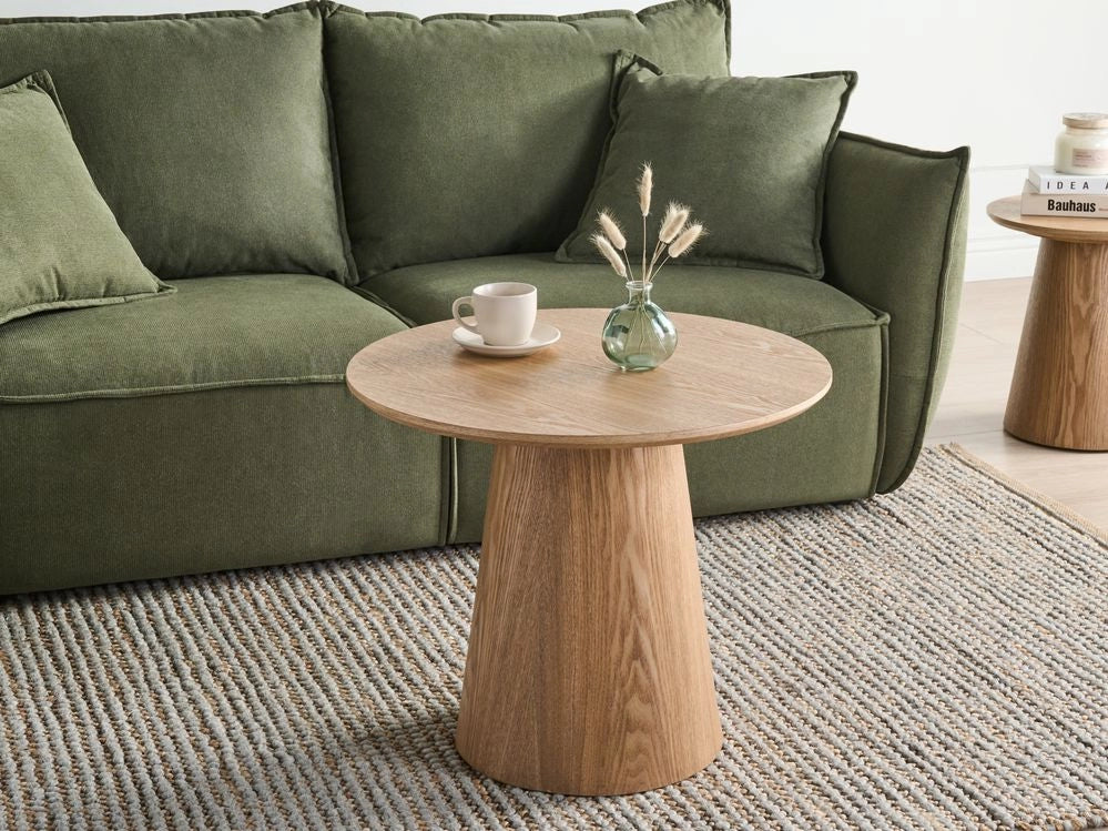 Tavolino da caffè con piano in MDF e impiallacciatura di frassino 60 x 60 cm Marrone chiaro stile moderno