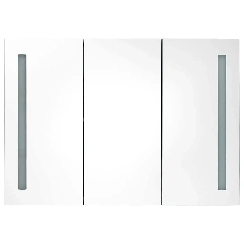 Armadietto Bagno con Specchio e LED-Mobile bagno con specchio 89x14x62 cm Bianco e Rovere
