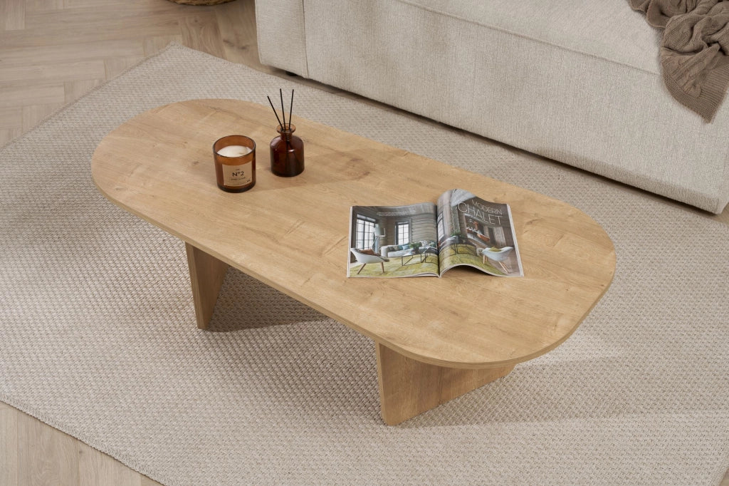 Tavolino da caffè in legno "Ovalis" - 130 x 65 x 40 cm - Rovere
