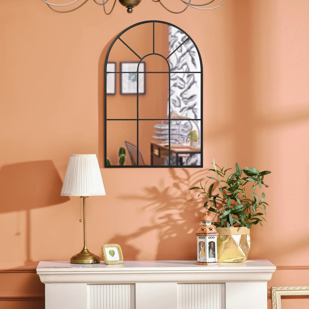 Specchio da parete decorativo 91 x 60 cm con cornice in metallo nero
