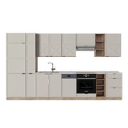 Cucina componibile Fame-Line GrigioBeige/Rovere dorato 355 cm, PL Marmo Vicco