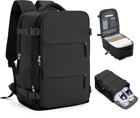 Borsa a Mano Raccogli Borse 40x20x25 per Volo Low Cost Borsa da Viaggio Impermeabile Sotto il Sedile Borsa da Viaggio Borsa per Weekend Borsa da Campeggio Borsa da Giorno in Pelle Nera A1