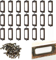 Etichette Metalliche con Design Antico - 20 Stuks - 60 x 24 mm - Robusti e Duraturi - Supporto per Etichette