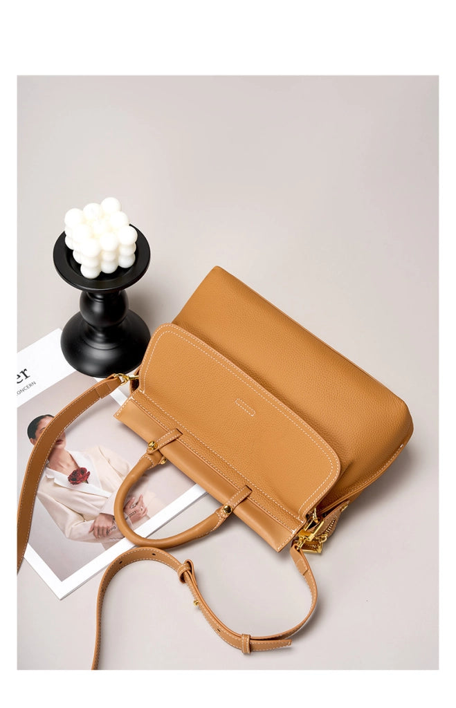 Borsa a tracolla da donna in vera pelle, stile western, marrone
