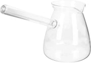 Vaso da tè in vetro di borosilicato, teiera per forno con spazio per lacrime, teiera in vetro con maniglia laterale per scaldabiberon salutare e estremamente resistente al calore.