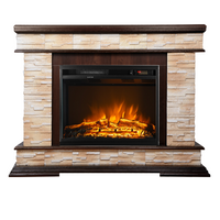 Camino Elettrico da Pavimento 88x118x30,5 cm Effetto Fiamma 1500W Stone & Lorance Noce