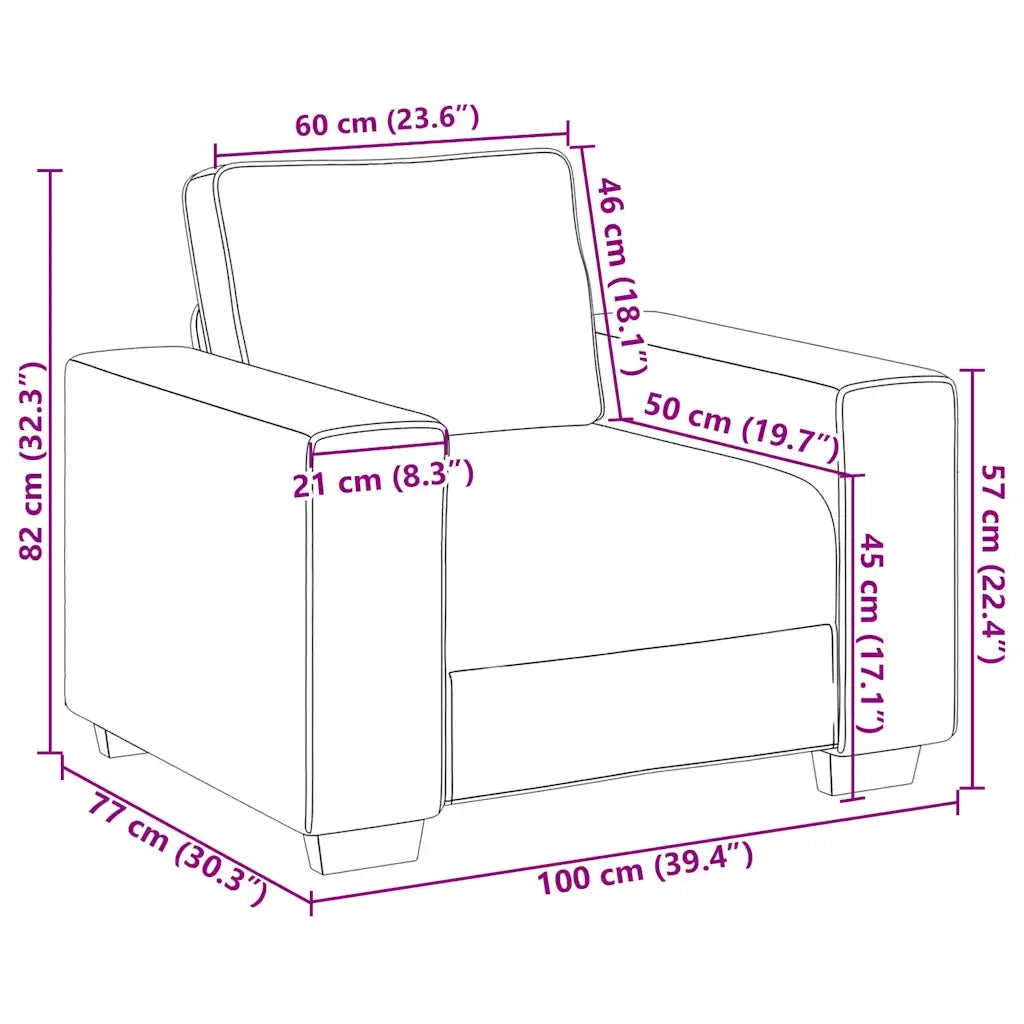 Divano Sedia-Poltrona Verde Scuro 100x77x82 cm in Tessuto