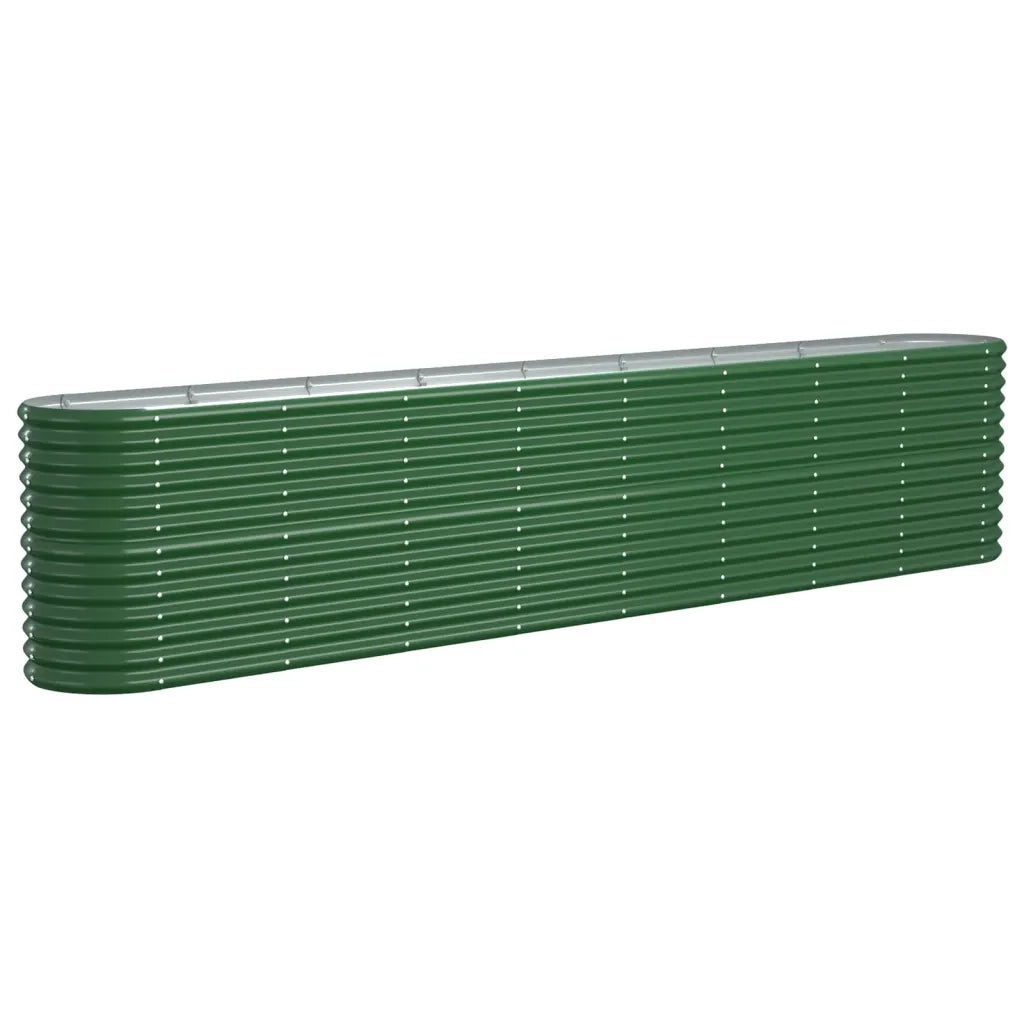 Fioriere | Cassetta per fiori | Letto Giardino Acciaio Verniciato a Polvere 332x40x68 cm Verde