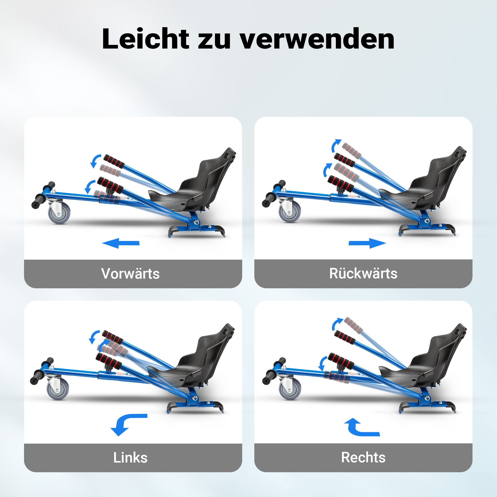 Sedile per hoverboard max 120 kg blu, ergonomico, regolabile, per scooter elettrico autobilanciato