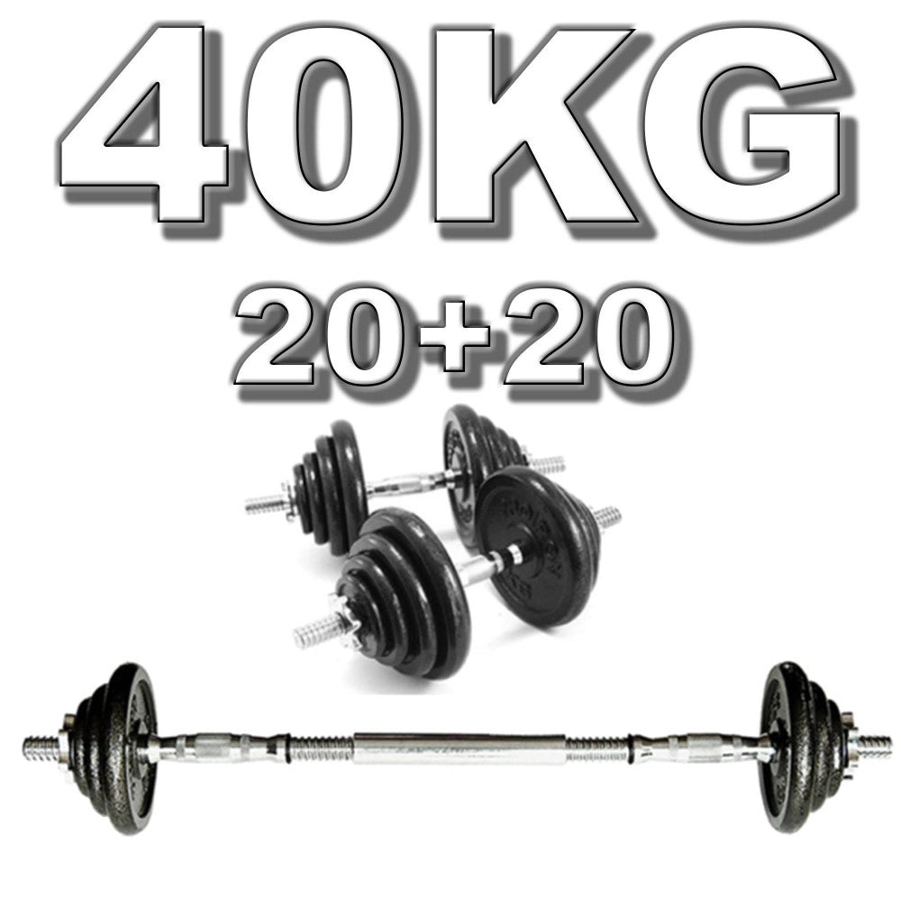 Trade Shop - Set Di Manubri Regolabili Dumbbell Bilanciere 40 Kg Tot Regolabile Body Building -